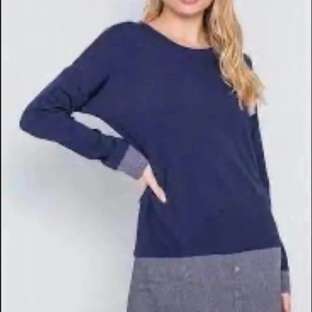 Love Riche | Navy Knit Combo Long Sleeve Sweater Dress